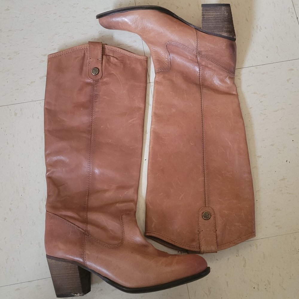 Brown leather boots